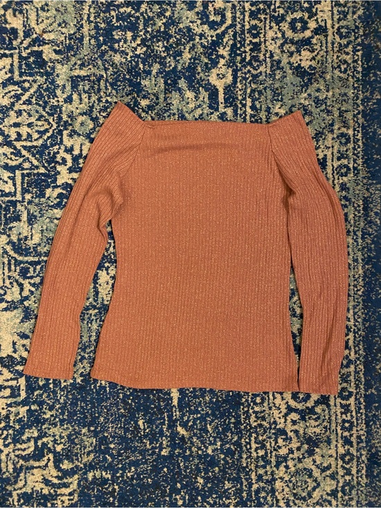 Papaya Tops - Papaya Off-Shoulder Ribbed Long Sleeve in Dusty Rose